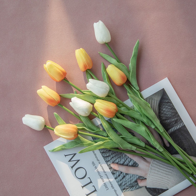 Pu Bó Hoa Tulip Nhân Tạo Trang Trí Tuyệt Đẹp