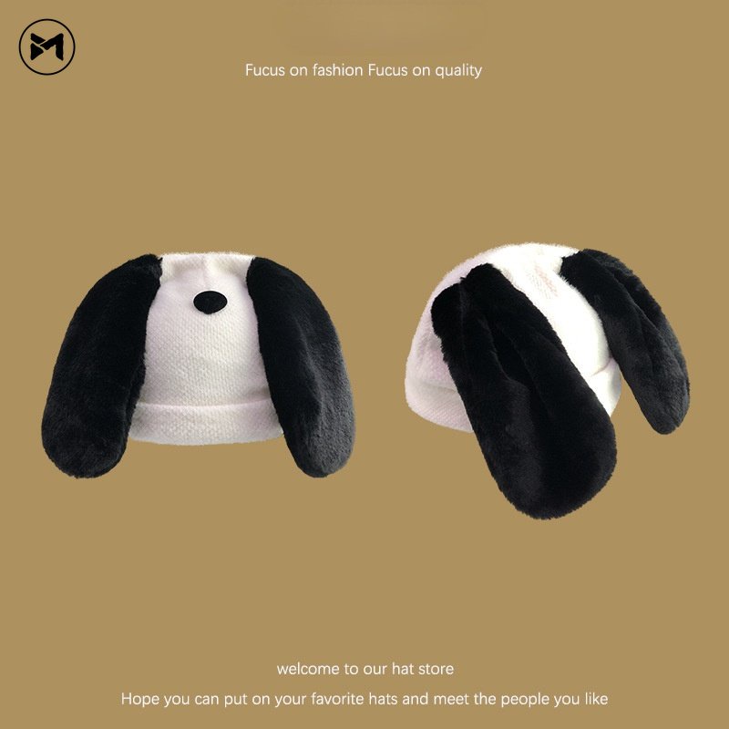 Mũ Len Dệt Kim Đính Tai Thỏ Dễ Thương Thời Trang Mùa Đông Nhật Hàn Ấm Áp