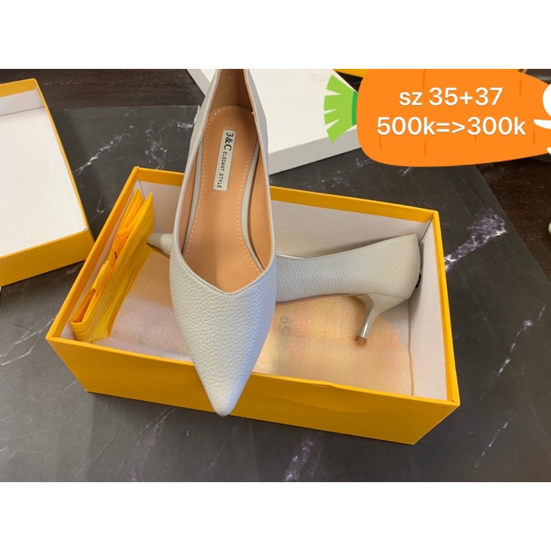 Giầy gót nhọn mũi tim da mềm