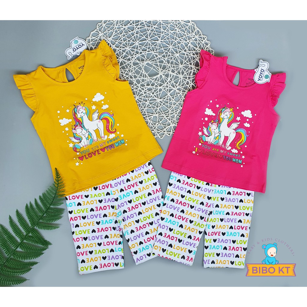 Bộ lửng cánh tiên cotton 100% siêu xịn hàng chính hãng Yoyo hình in Unicorn size đại XS- 2XL