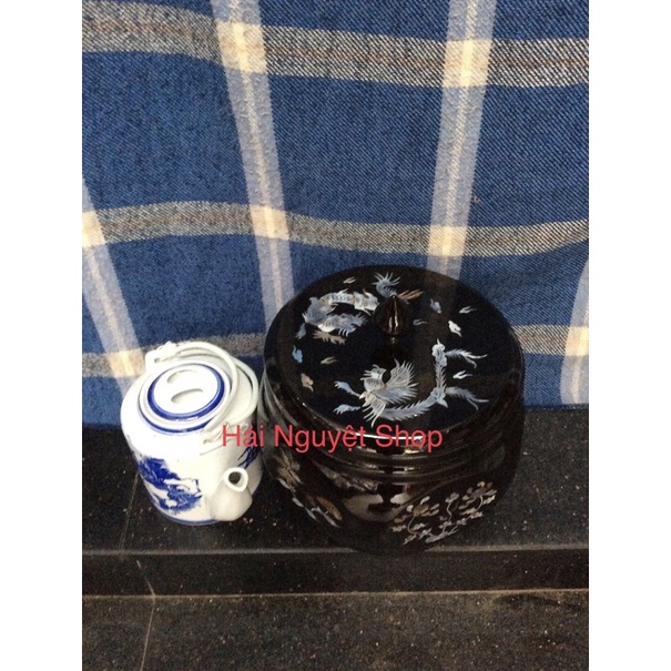 Bộ bình ủ trà sơn mài, vỏ bình tích