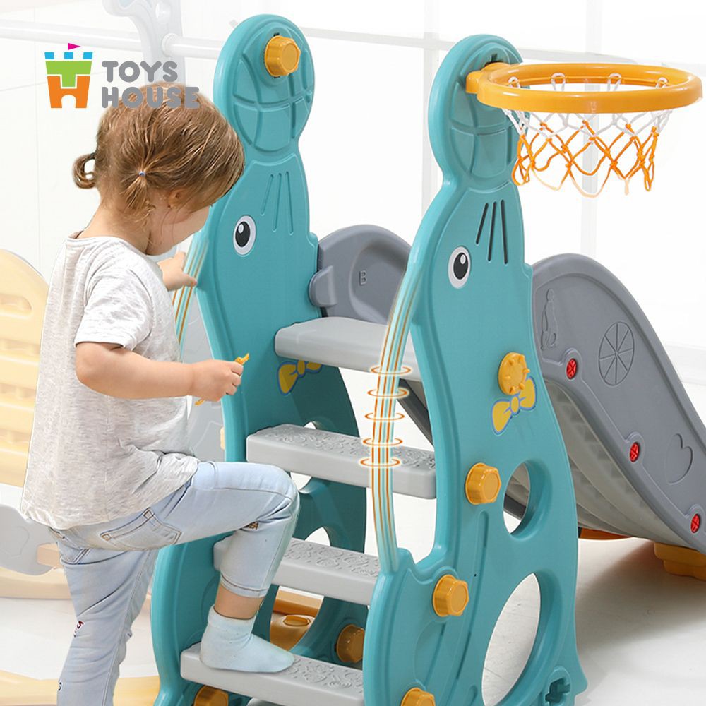 Xích đu kèm khung bóng rổ và cầu trượt, đồ chơi vận động cho bé Toyshouse WM19020, hàng chính hãng cao cấp