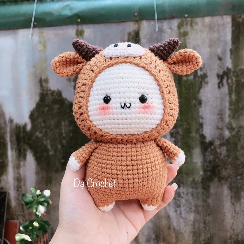 Con Trâu Nhồi Bông An Toàn Làm Quà Tặng Cho Bé - Thú Bông Len Handmade Đan Móc Bằng Thủ Công Bằng Tay