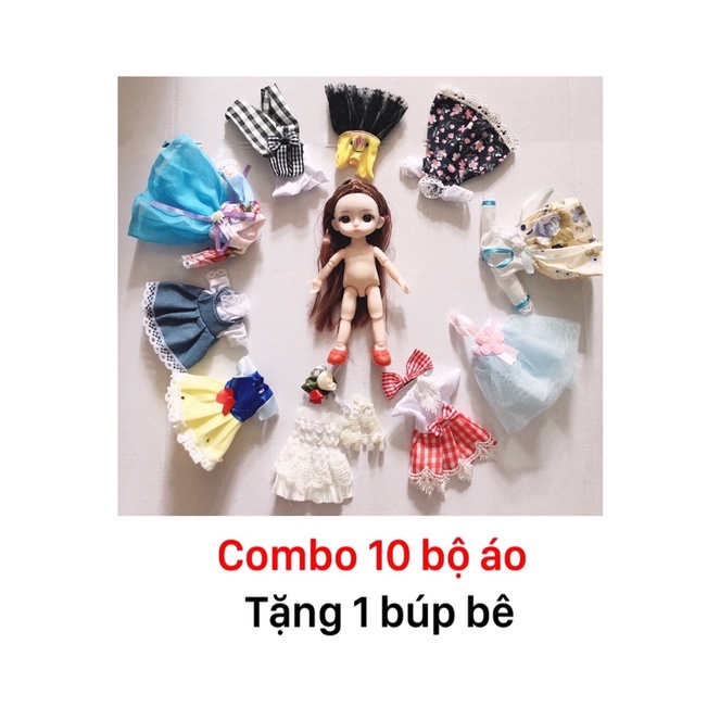 quần áo búp bê 16 cm - combo 10 áo ngẫu nhiên