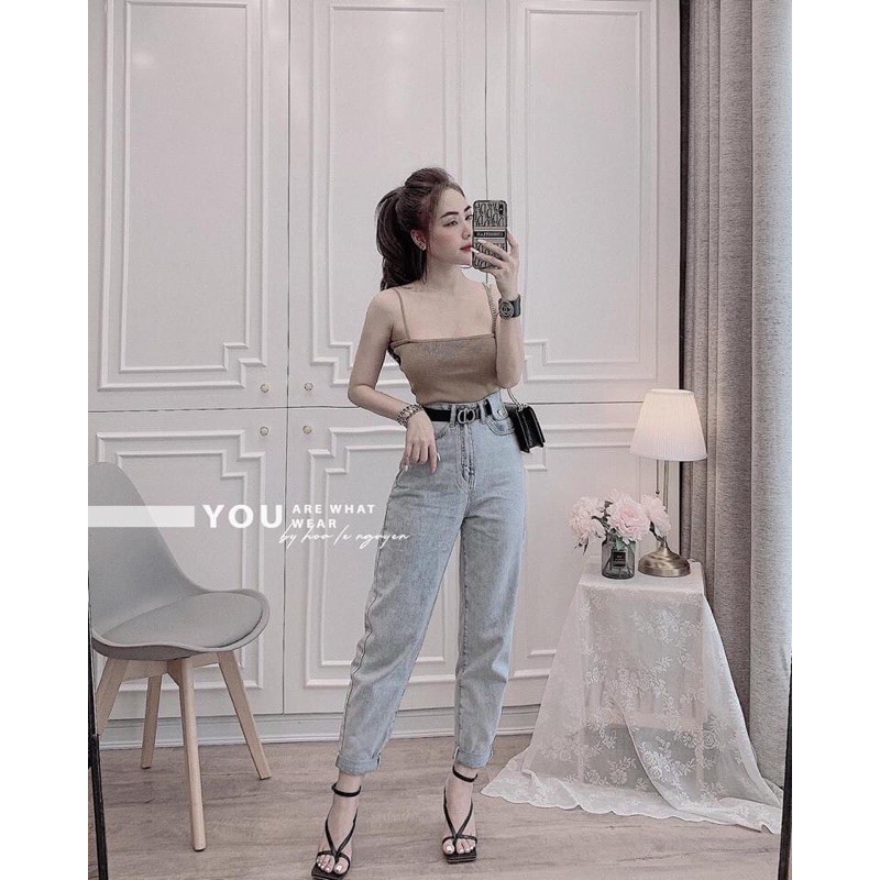Quần baggy jeans nắp túi lưng cao dáng dài nhiều mầu
