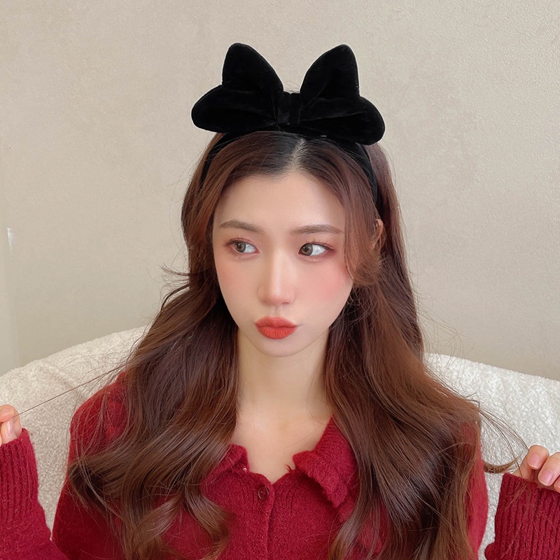 Băng Đô Cài Tóc Nhung Đính Nơ Phong Cách Hàn Quốc Ngọt Ngào Cho Nữ