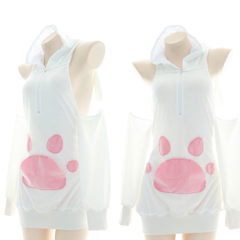 Xiangbao Áo Hoodie Hở Lưng Hình Tai Mèo Dễ Thương Quyến Rũ Cho Nữ