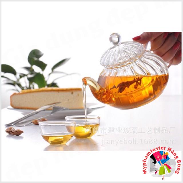 (HÀNG ĐẸP) Ấm lõi lọc thuỷ tinh soắn 600ml