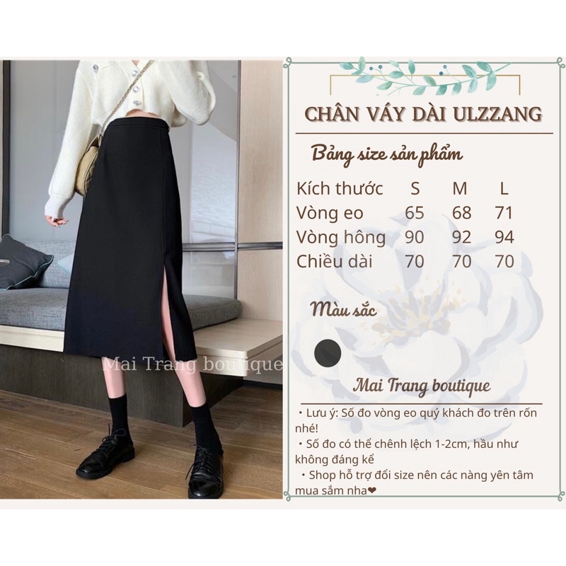 Chân váy midi xẻ tà dài dáng chữ A lưng cao, Chân váy dài ulzzang công sở, đi chơi đẹp – (CV04)