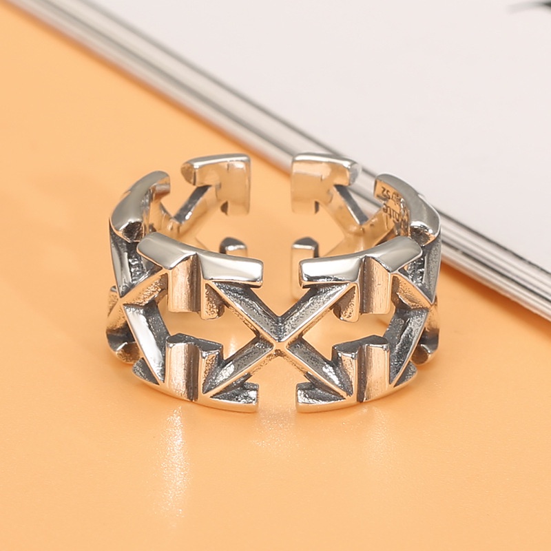 Nhẫn Nam Nữ Off White Thời Trang Freesize, Họa Tiết Mũi Tên HipHop Bụi Bặm Cá Tính, Màu Bạc 925 Ring Unisex TITAN SHOP