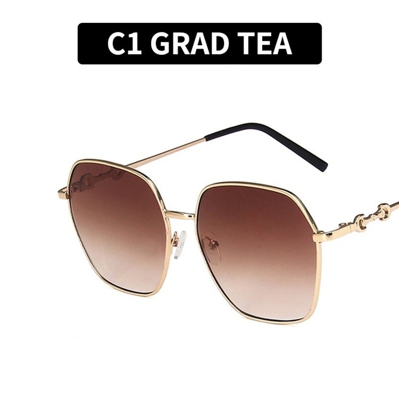 Kính Mát Gọng Kim Loại Tròng Màu Gradient Chống Tia UV400 Thời Trang Cá Tính Cho Nữ
