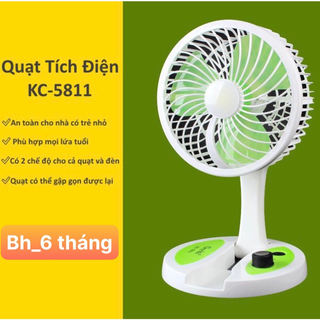 [ BH_6 Tháng ] Quạt Tích Điện Mini Để Bàn Gấp Gọn, Có Đèn Sáng Tiện Lợi – Hàng Loại 1