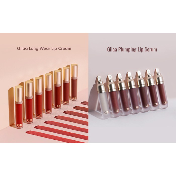 (Có mã giảm) Son kem lì #Gilaa 𝐋𝐨𝐧𝐠 𝐖𝐞𝐚𝐫 𝐋𝐢𝐩 𝐂𝐫𝐞𝐚𝐦 & Plumping Lip Serum