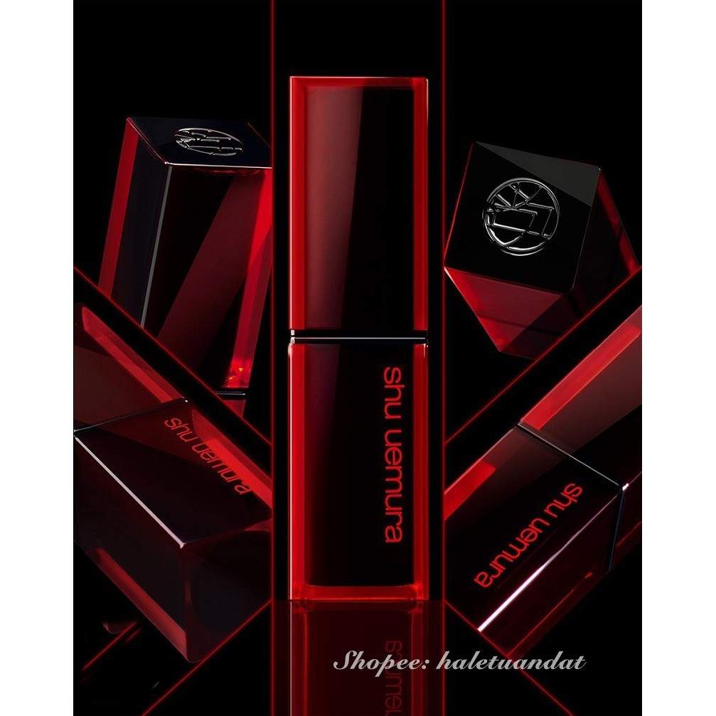 Son Thỏi Shu Uemura rouge Unlimited Amplified Matte 3.0g Vỏ Đen Chữ Đỏ