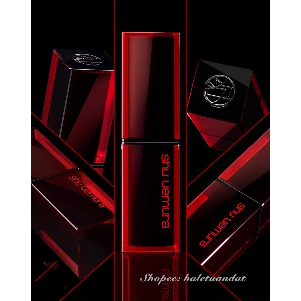 Son Thỏi Shu Uemura rouge Unlimited Amplified Matte 3.0g Vỏ Đen Chữ Đỏ