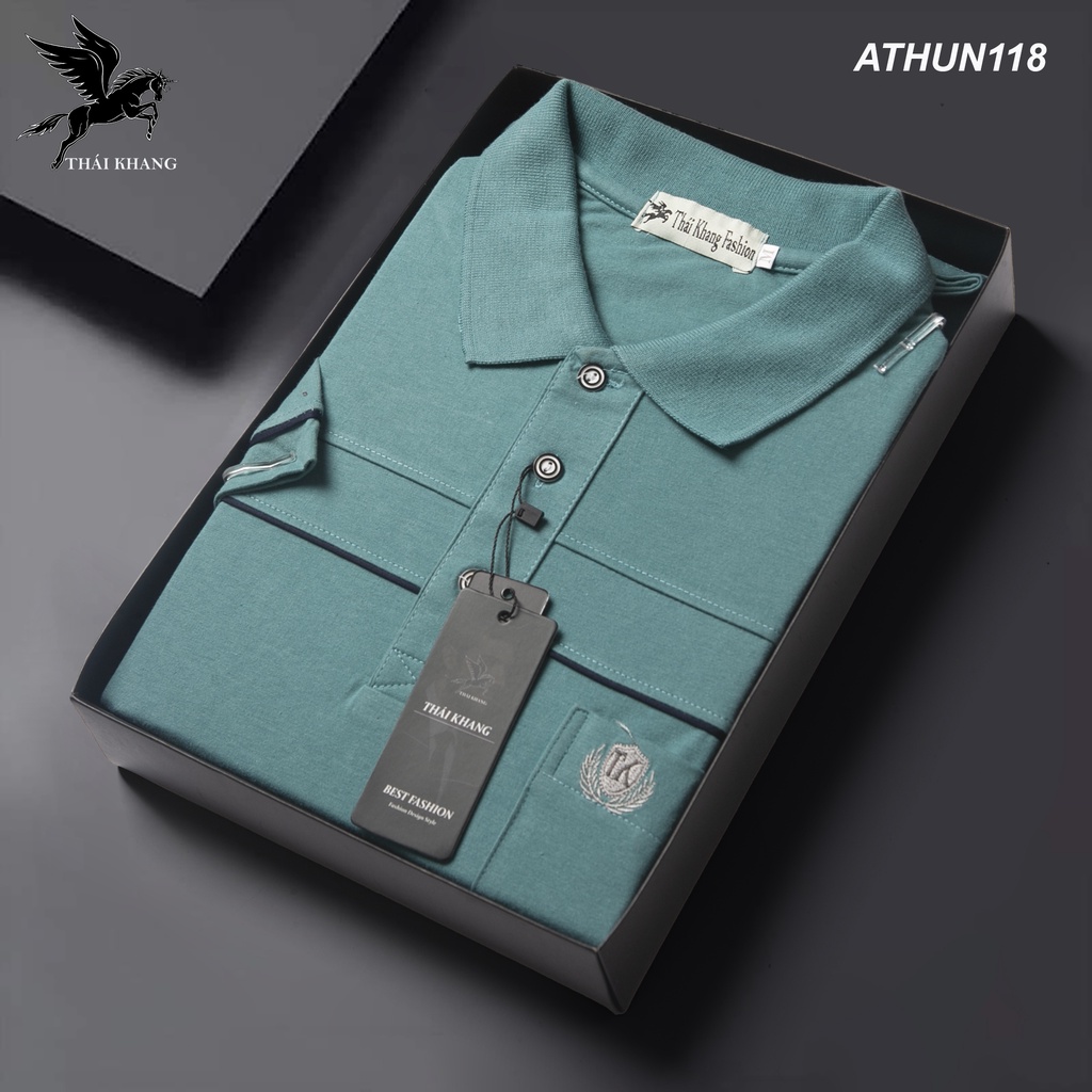 Áo thun nam có cổ trung niên THÁI KHANG vải cotton mềm mát Vitin ATHUN11