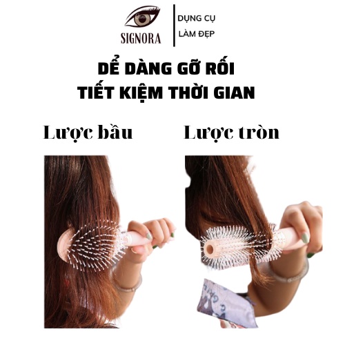 Lược gỡ rối chống rụng tóc, Lược tròn, lược bán nguyệt, lược Oval cao cấp hồng siêu dể thương