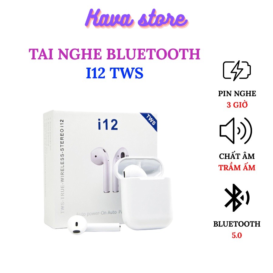 Tai Nghe Bluetooth Không Dây i12 TWS phù hợp với Iphone/Android/Laptop