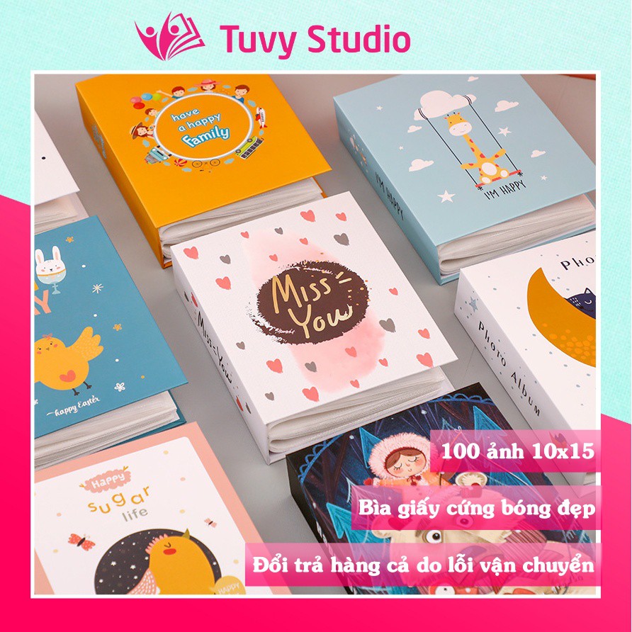 Album ảnh 10x15 đựng 100 tấm bìa giấy cứng đẹp siêu cute giữ ảnh cho con làm quà tặng sẵn hàng tại Tú Vy Studio