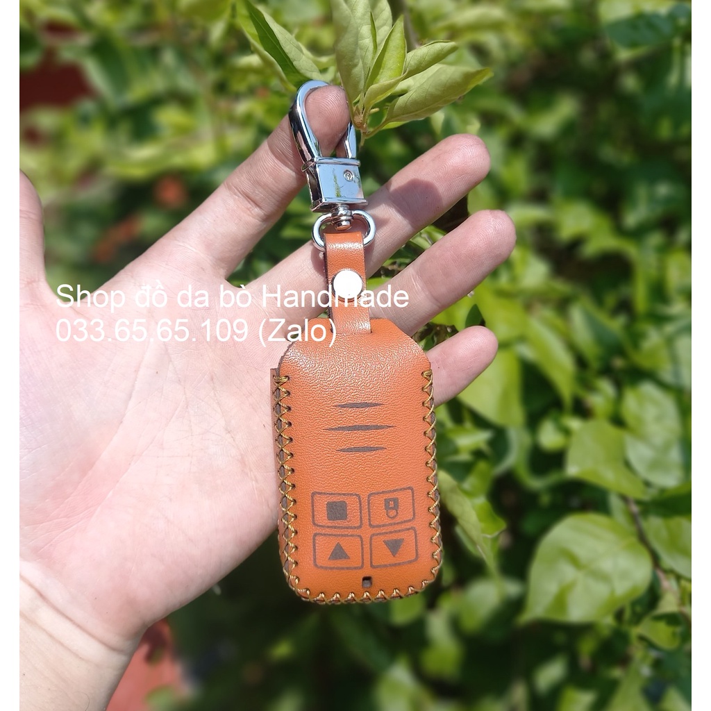 Bao da chìa khóa cửa cuốn, chìa remote cho austdoor bằng da bò 100%  kèm tặng móc khóa, khắc tên miễn phí