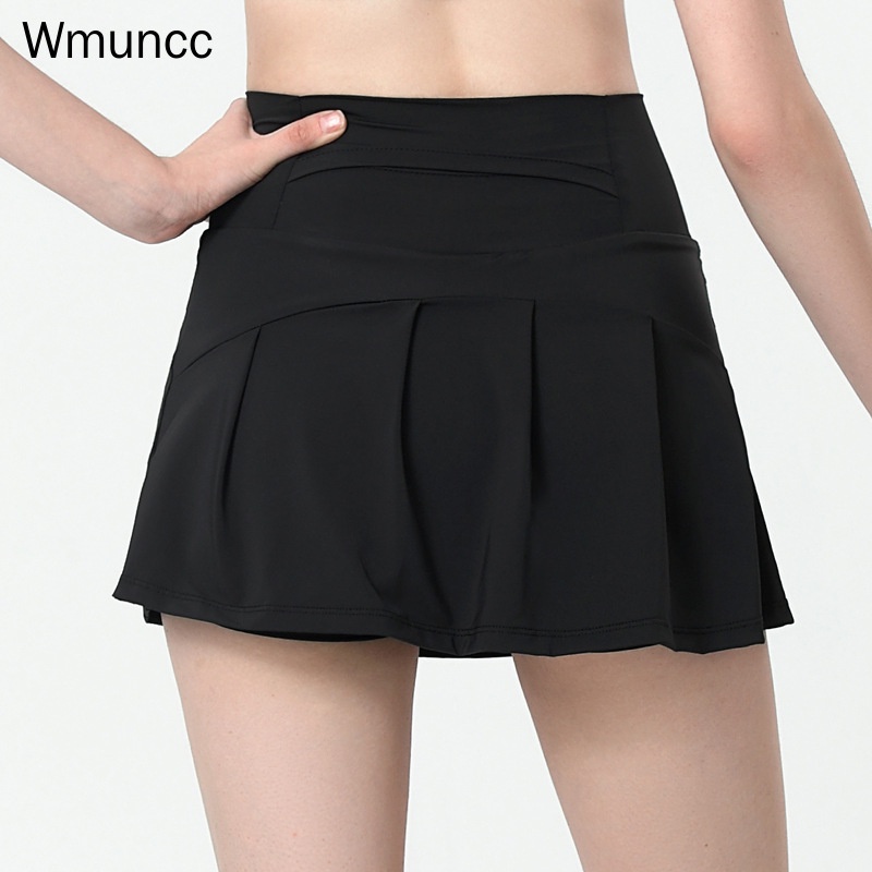 Wmuncc Quần Short Giả Váy Giả Hai Lớp Lưng Cao Dáng Rộng Khô Nhanh Chống Chói Cho Nữ Tập Yoga / Thể Thao / Chạy Bộ