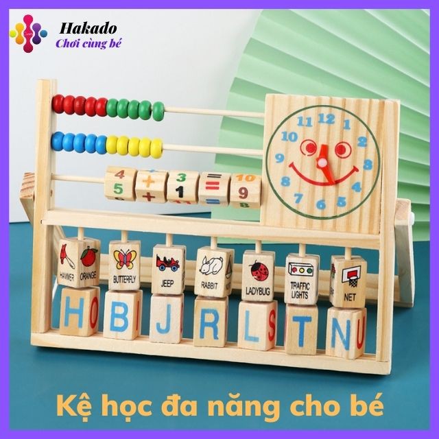 Đồ Chơi Kệ Học Đa Năng Giúp Bé Học Chữ Cái,Phép Tính Và Xem Giờ bằng gỗ