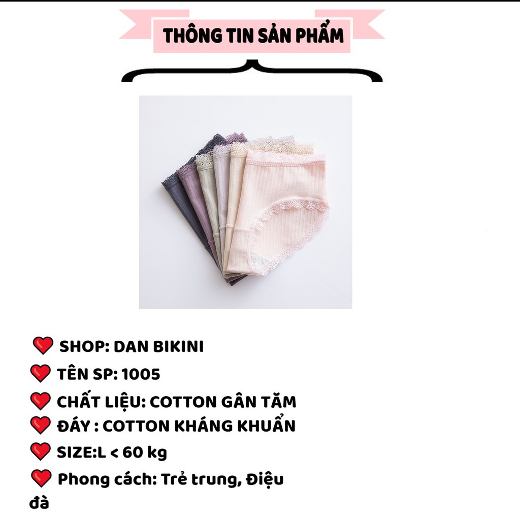 Quần Lót Nữ ❤️FREESHIP❤️ Quần Lót Nữ Cotton gân tăm kháng khuẩn mềm mại ❤️ Quần Lót Cotton phối viền ren mã 1005 | BigBuy360 - bigbuy360.vn