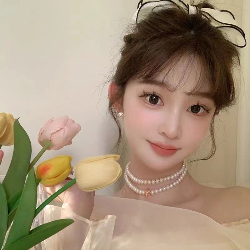 Khuyên Tai Hình Hoa Đính Hạt Ngọc Trai Và Kim Cương Giả Đơn Giản Phổ Biến Thời Trang Mới Cho Nữ