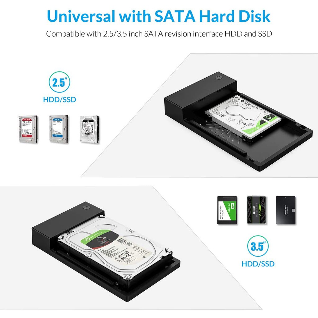 Hộp Đựng Ổ Cứng Di Động ORICO 3599U3 HDD UASP 3.5inch Nguồn Điện Lớn 12V SATA Sang USB 3.0 16TB Cho Máy Tính Tivi PS4 | BigBuy360 - bigbuy360.vn