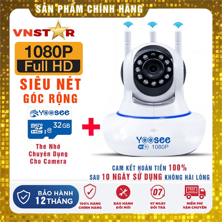 Camera Yoosee 3 Râu 2.0 1080P Tiếng Việt - Siêu nét góc rộng