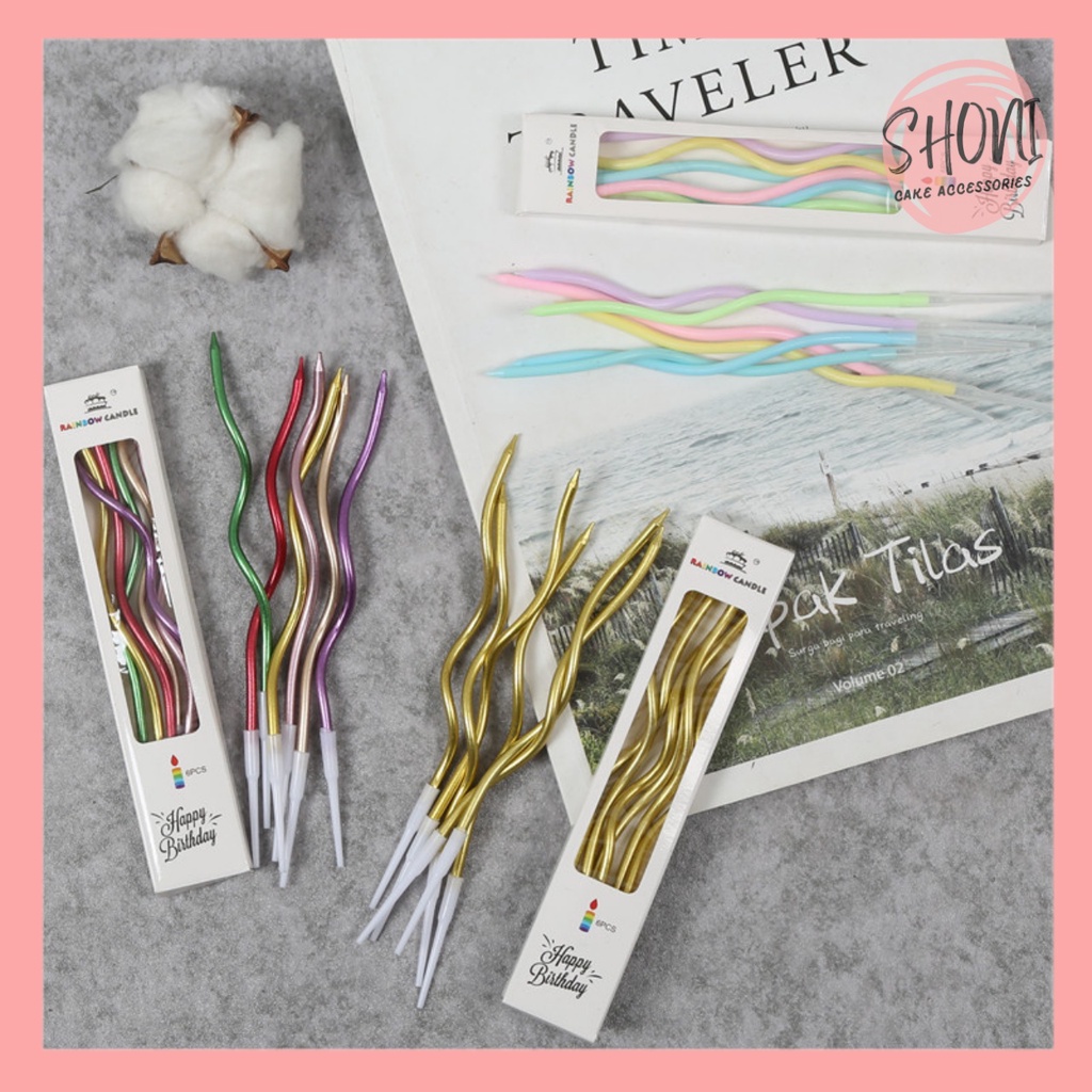 Nến Sinh Nhật Nhũ Dài Xoắn Trang Trí Bánh Kem