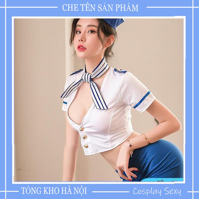 Cosplay Sexy Tiếp Viên Hàng Không Gợi Cảm, Bộ Đồ Ngủ Sexy Anime Nhật Bản Đồng Phục Tiếp Tân TV1200
