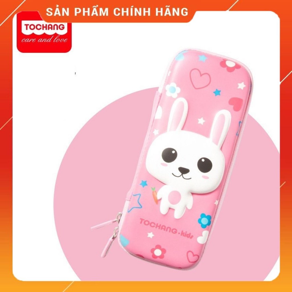 Hộp Bút Tochang Chính Hãng Họa Tiết In Nổi 3D Sinh Động, Siêu Nhẹ, Chống Thấm Nước Cho Bé Tiểu Học Thỏ Hồng