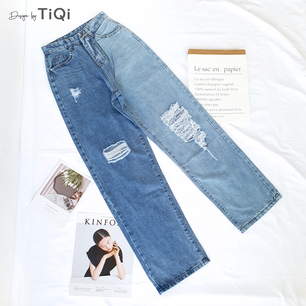 Quần Jean Ống Suông Nữ màu Ombre Cao Cấp TiQi Jeans B2-205