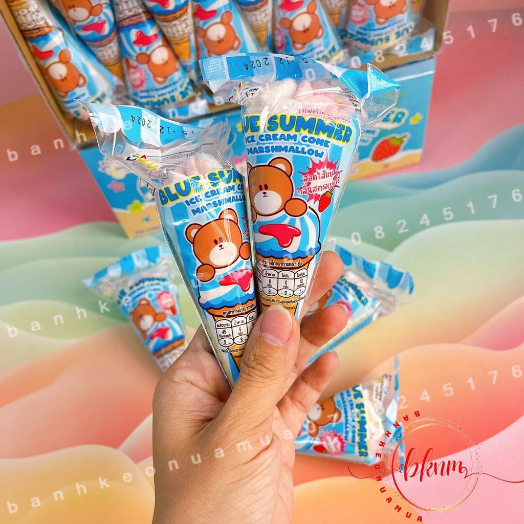 Combo 5 cái bánh ốc qué nhân kem bông marshmallow siro dâu Gấu Nâu dễ thương Thái Lan cái 12gam
