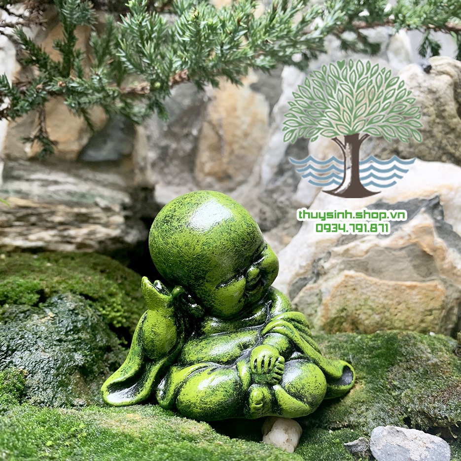 Chú tiểu dễ thương 8 cm trang trí tiểu cảnh sân vườn, phong thủy