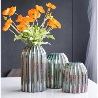 Lọ Hoa Đèn Lồng Ánh Nhũ , Bình hoa thủy tinh decor cao cấp