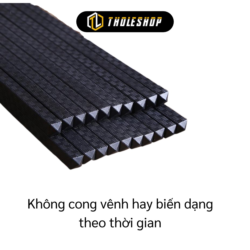 Bộ Đũa Ăn - Bộ 10 Đôi Đũa Hợp Kim Màu Đen Chịu Nhiệt Cao, Chống Trượt Sang Trọng 7995
