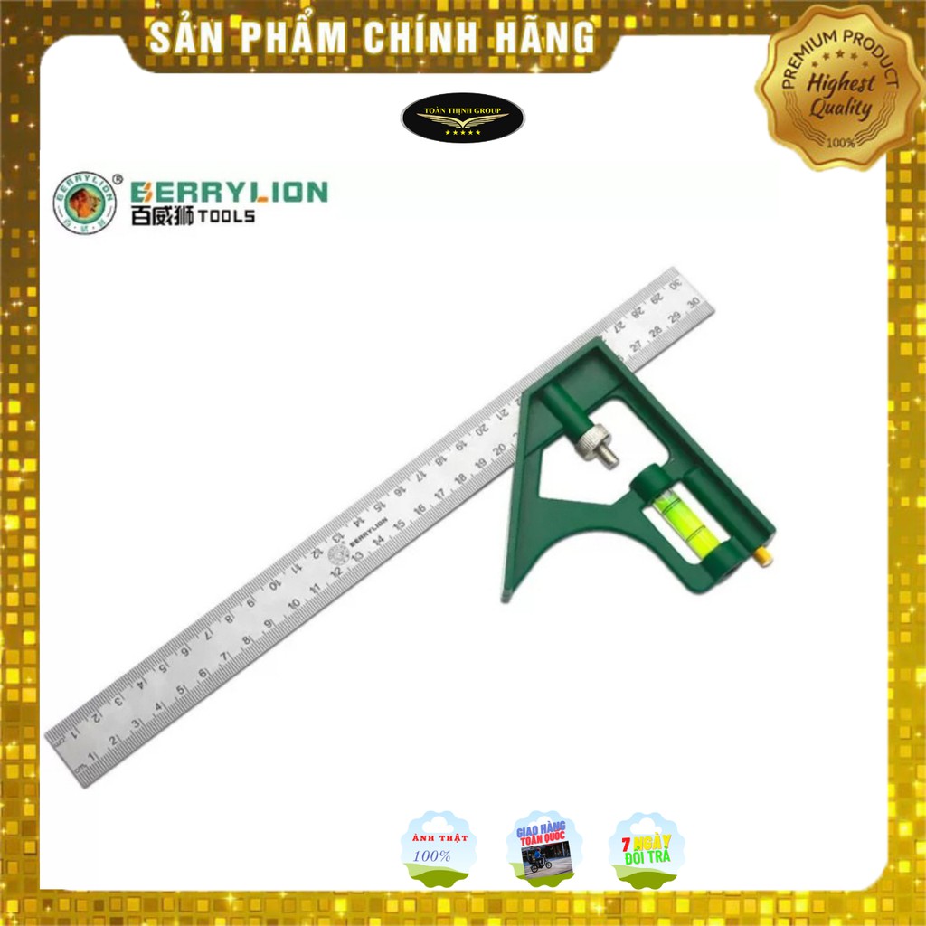 Thước Ê Ke Thủy 300mm Hiệu Berrylion&Wynn - Thước Ke Góc Vuông Đa Năng - Đo Độ Sâu, Canh Thẳng, Canh Gốc - Thép Chống Gỉ