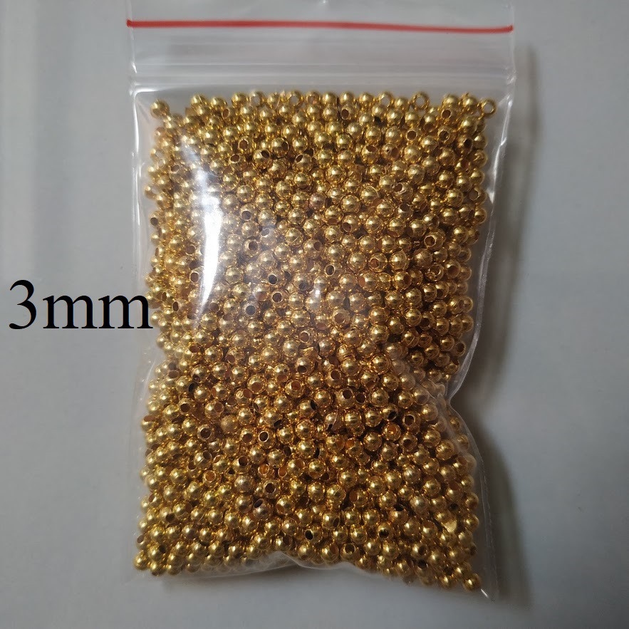 25gr hạt cườm tròn, hạt bẹt xi mạ vàng size 3-4-5 mm