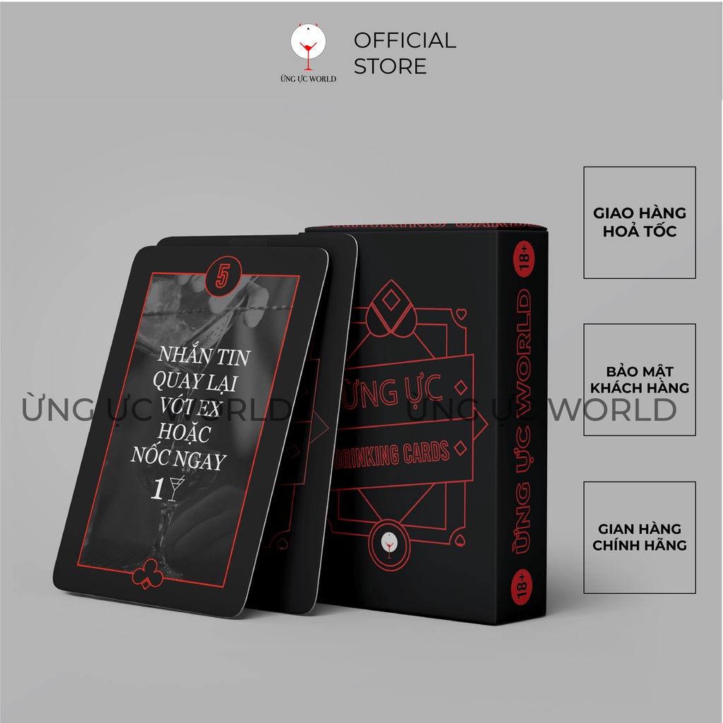 Bộ bài uống rượu drinking game, bài châm tửu phiên bản mới tiệc tùng 52 lá thách thức Ừng Ực