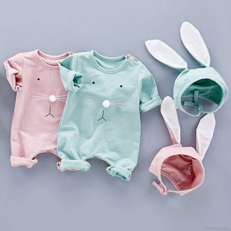 Áo liền quần tay dài in hình thỏ đáng yêu cho bé