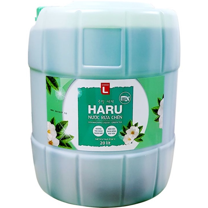 Nước Rửa Chén Haru Hương Trà Xanh / Hương Chanh vàng  Choice L 20L - chính hãng, dành cho công nghiệp