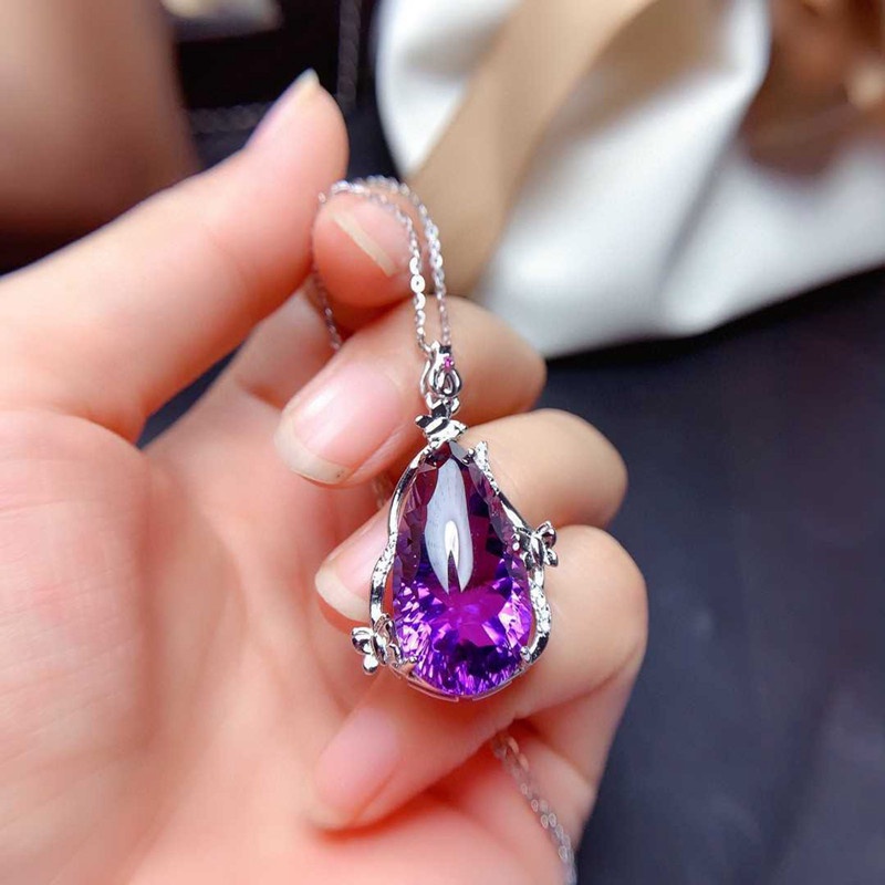 Vòng cổ Mặt Hình Học Đính Đá Zircon Tím Phong Cách Âu Mỹ Thời Trang Cho Nữ