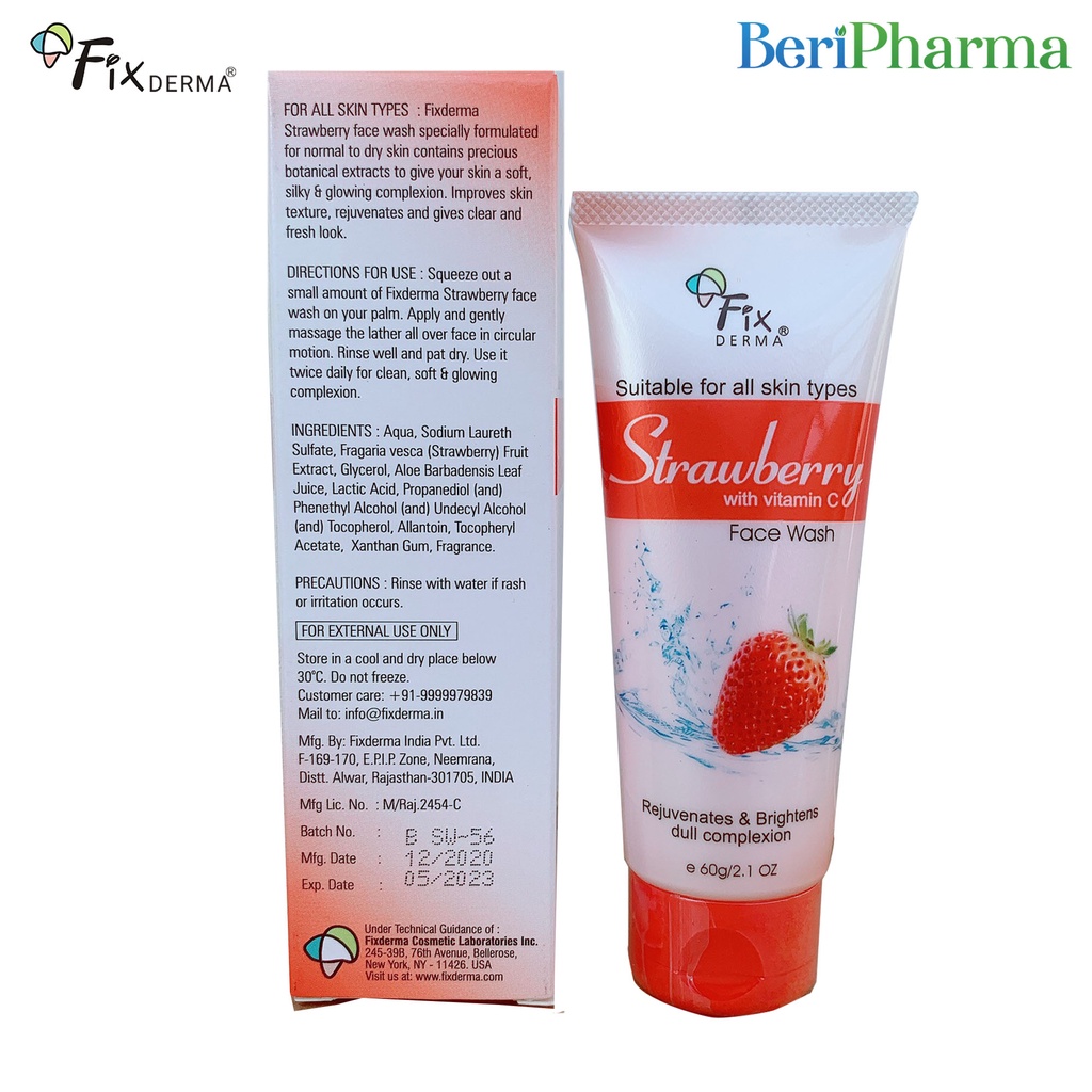 Fixderma Sữa Rửa Mặt Trẻ Hóa Da Strawberry Face Wash 60g