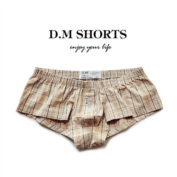 N002 Quần Lót Nam Thấp Eo Gợi Cảm Kẻ Sọc Nhà Quần Thời Trang Boxer Nút Thoáng Khí Rời Boxer Thanh Niên