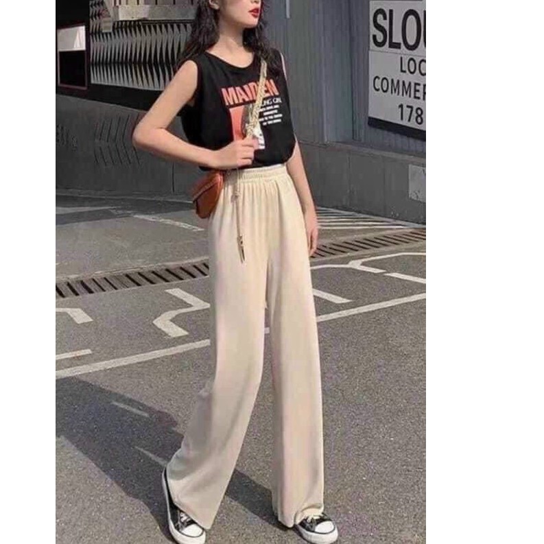 Quần ống rộng chất liệu gân tăm siêu mát lạnh, Quần Culottes