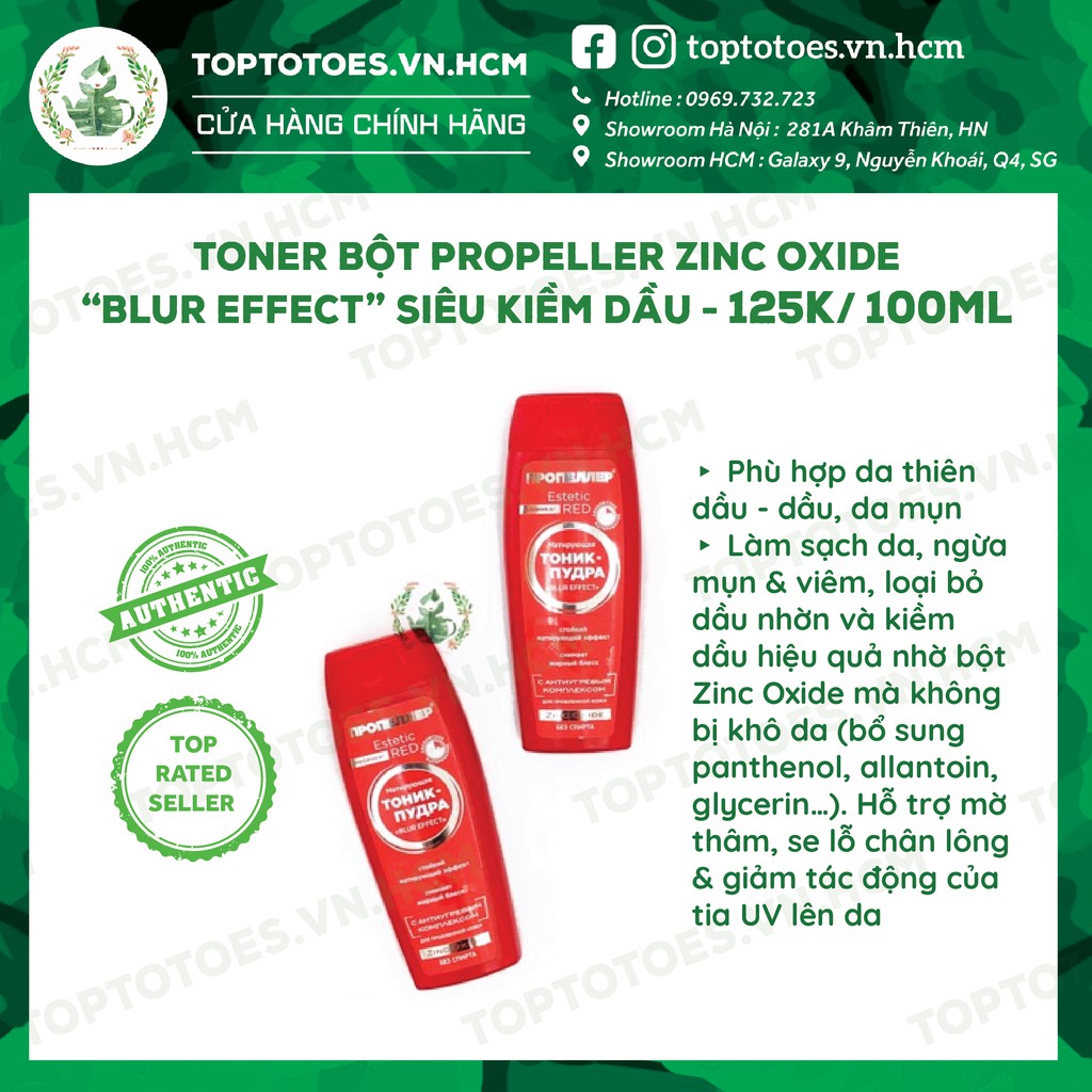 [Date SALE] Toner bột Propeller Zinc Oxide “Blur effect” siêu kiềm dầu, ngừa mụn, viêm