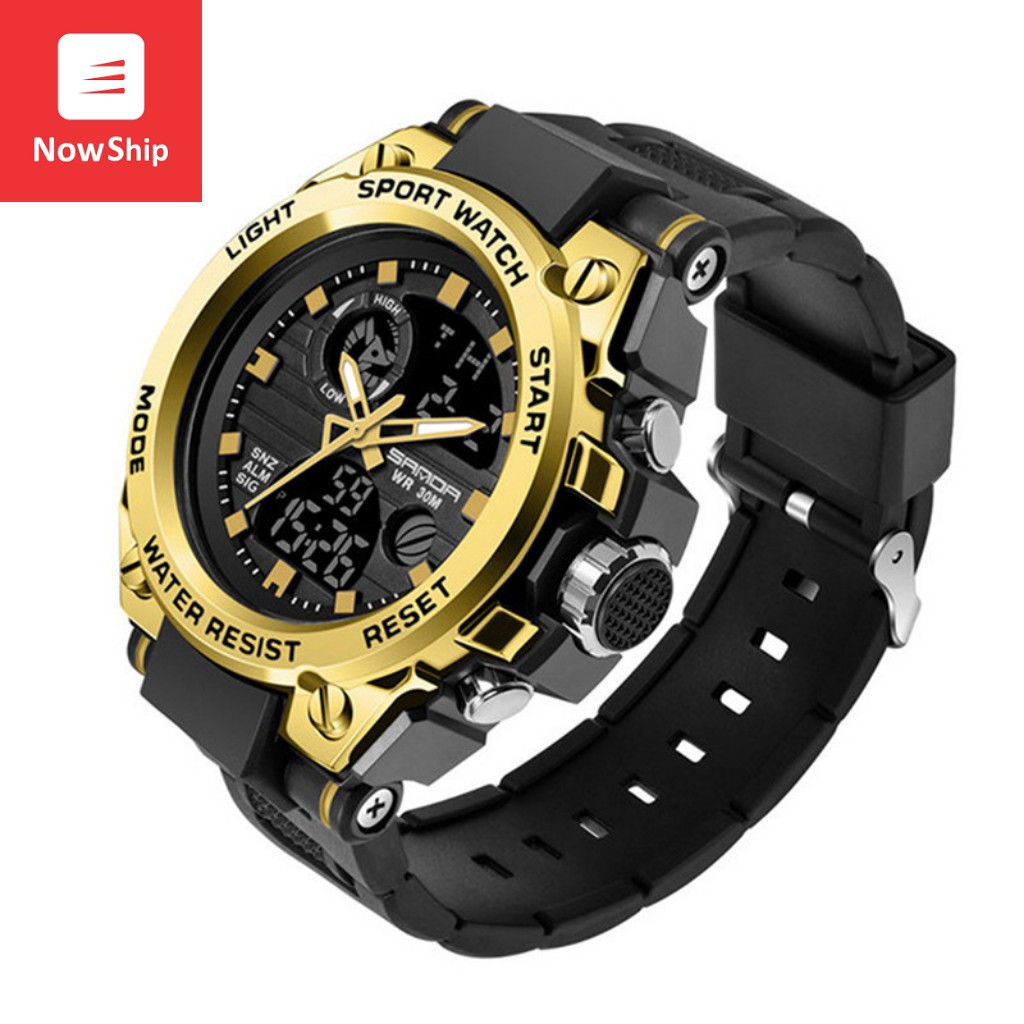 Đồng hồ thể thao nam SANDA máy nhật SD04 Viền Vàng Sang trọng -Sport.watch
