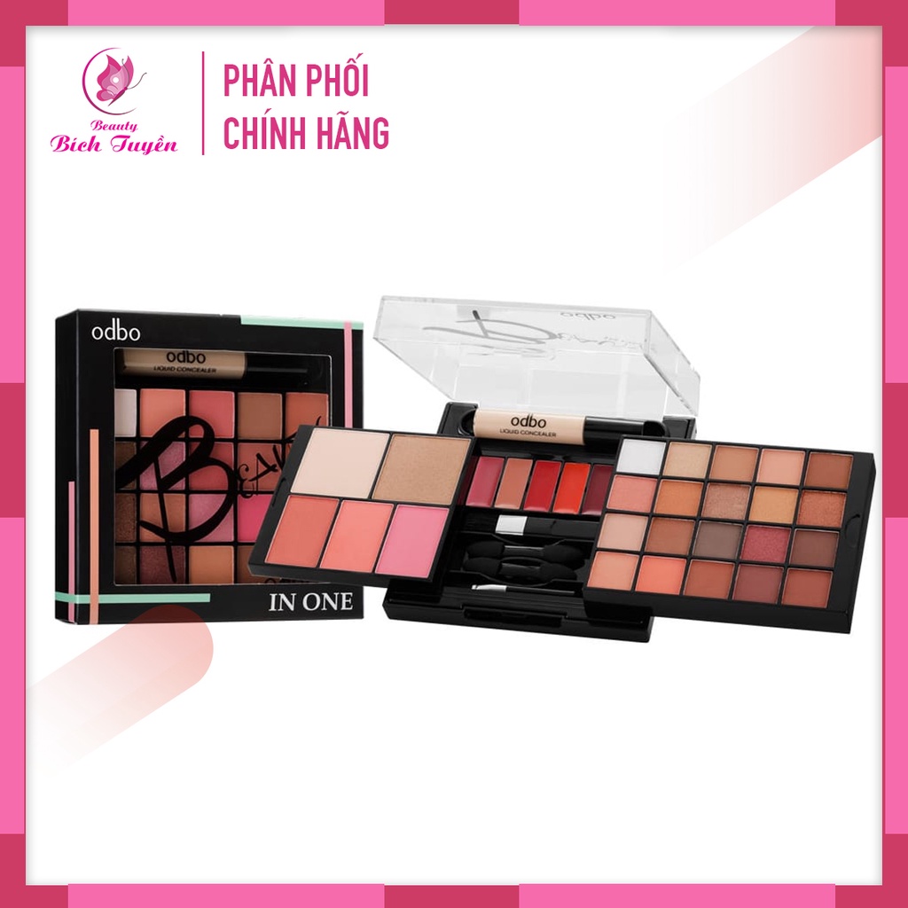 Phấn Mắt Odbo Beauty In One 2 Tầng Có Ô Son Môi Thái Lan OD1006